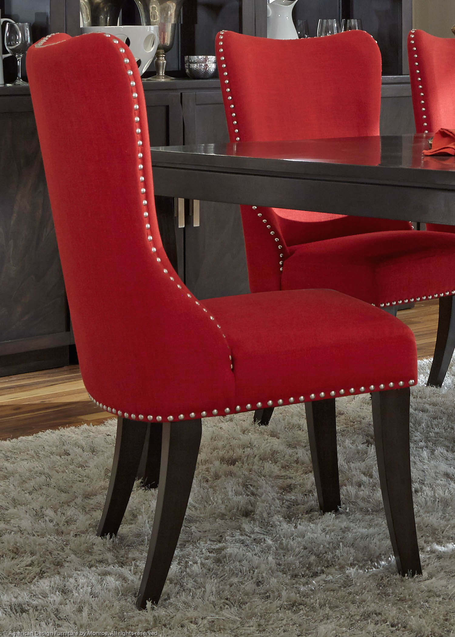 Antonio Casual Side Chair Pic 3 (Heading Upholstered Side Chair (Red)